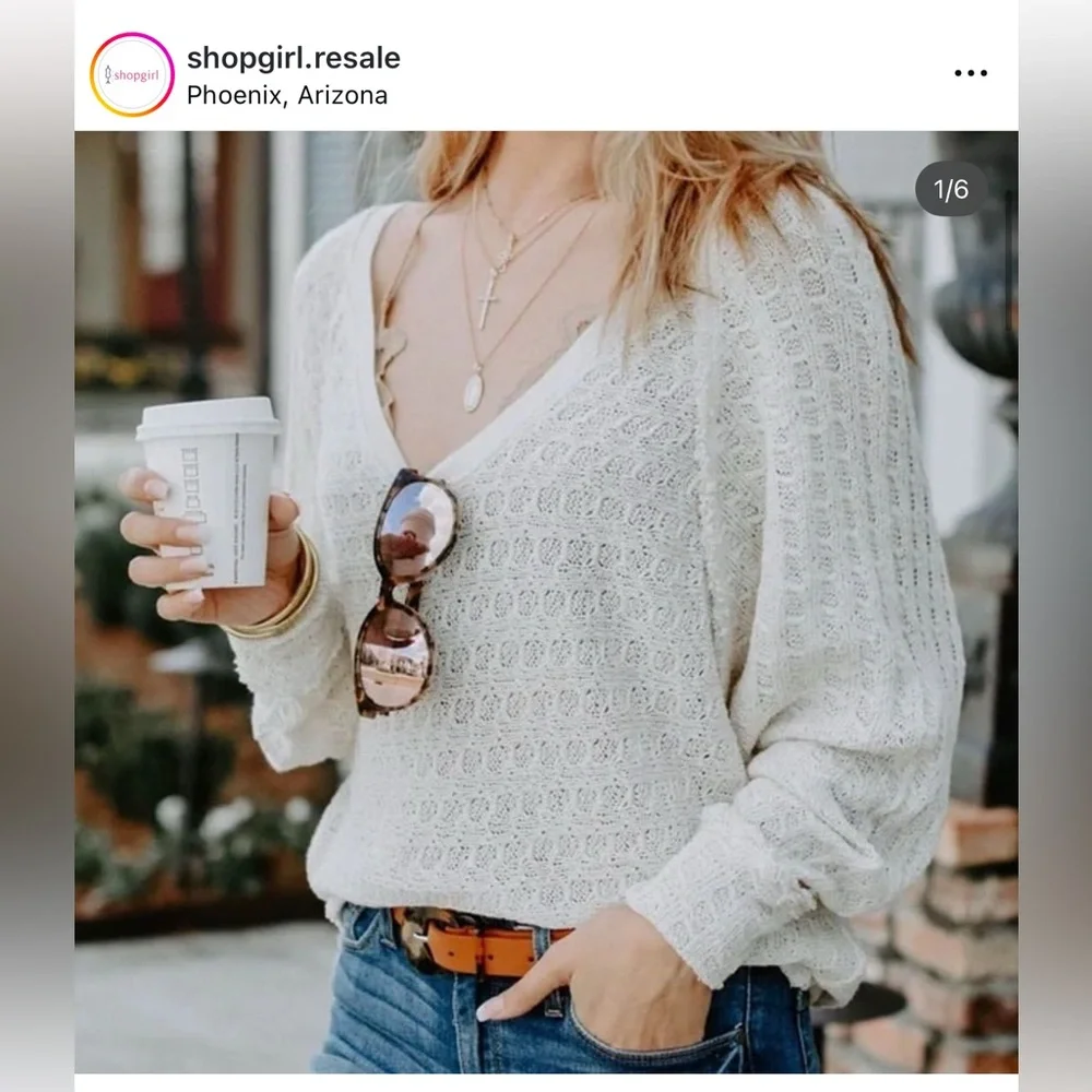 Free People‎ Thiens Hacci Top small Medium waffle we the free washed black